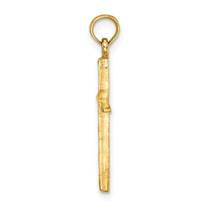 10K Gelbgold 10K Diamantiert mit Verjüngt Ends Kreuz Charm