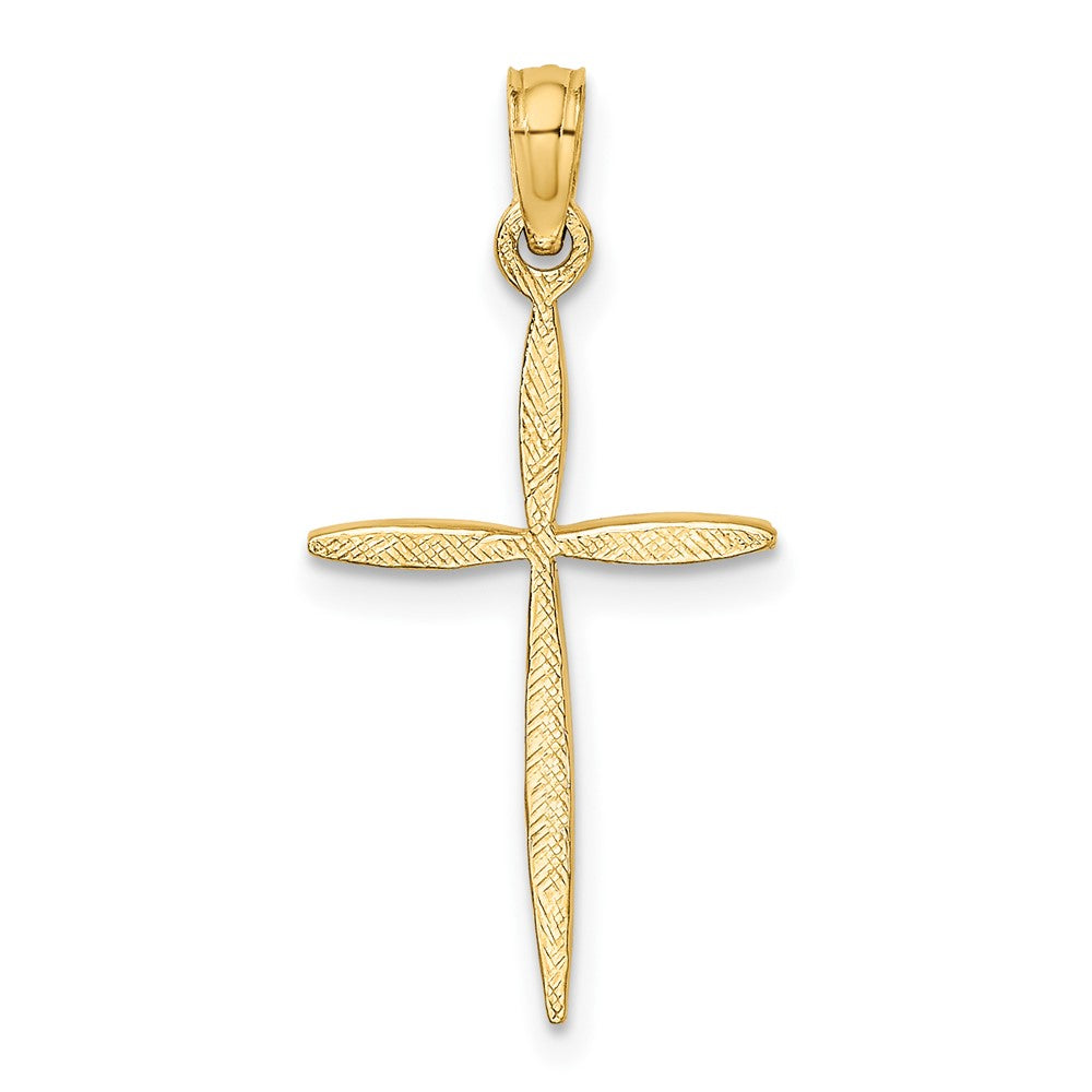 10K Gelbgold 10K Diamantiert mit Verjüngt Ends Kreuz Charm