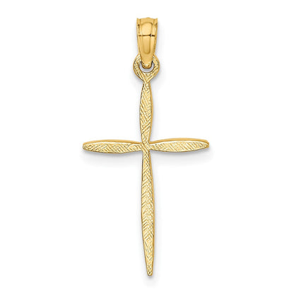 10K Gelbgold 10K Diamantiert mit Verjüngt Ends Kreuz Charm