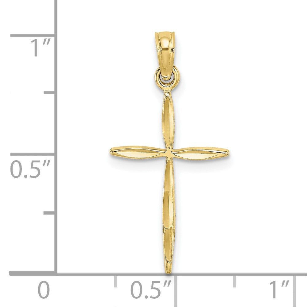 10K Gelbgold 10K Diamantiert mit Verjüngt Ends Kreuz Charm