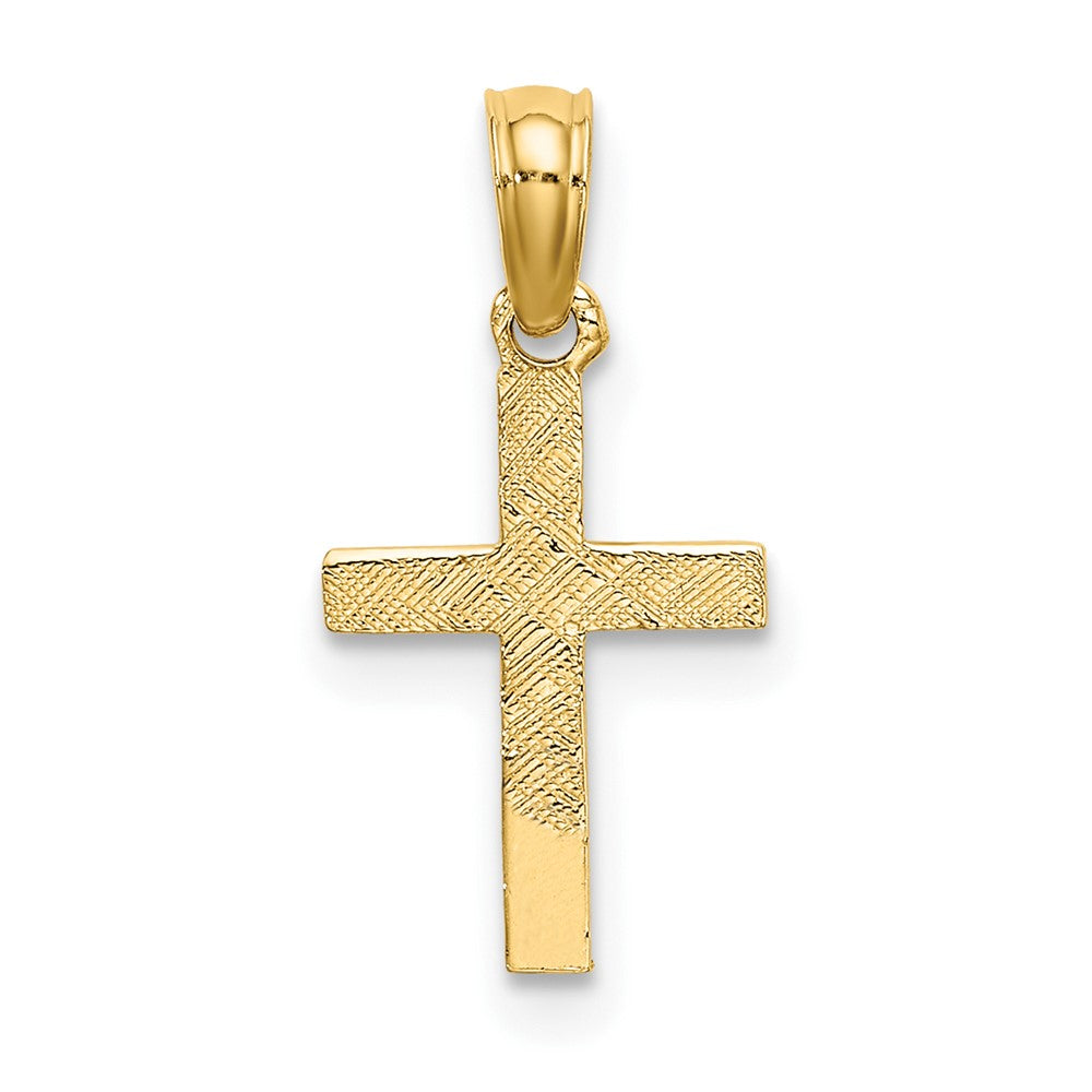 10K Gelbgold 10K Poliert Mini Kreuz mit Herz Charm