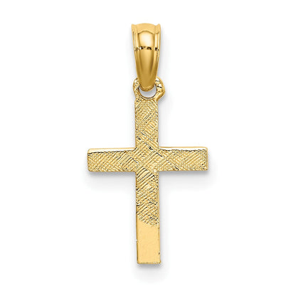 10K Gelbgold 10K Poliert Mini Kreuz mit Herz Charm