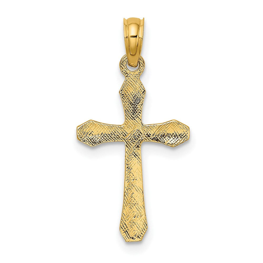 10K Gelbgold 10K Poliert Abgeschrägt Tips Kreuz Charm