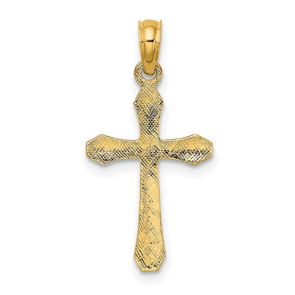 10K Gelbgold 10K Poliert Abgeschrägt Tips Kreuz Charm