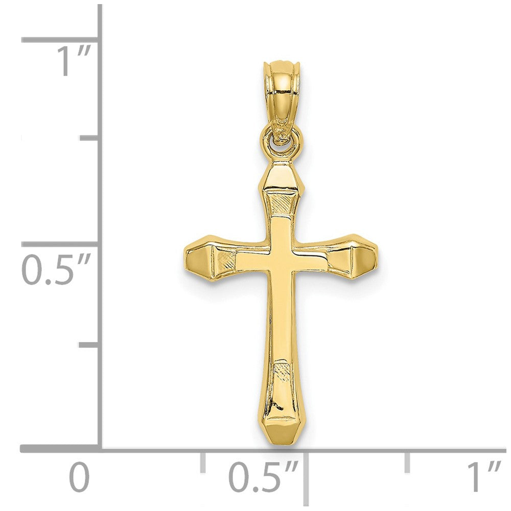 10K Gelbgold 10K Poliert Abgeschrägt Tips Kreuz Charm