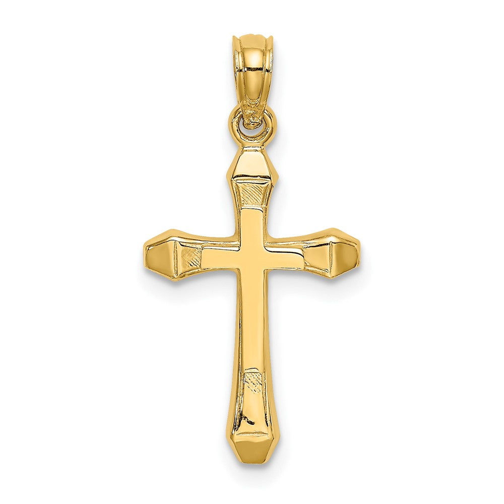 10K Gelbgold 10K Poliert Abgeschrägt Tips Kreuz Charm