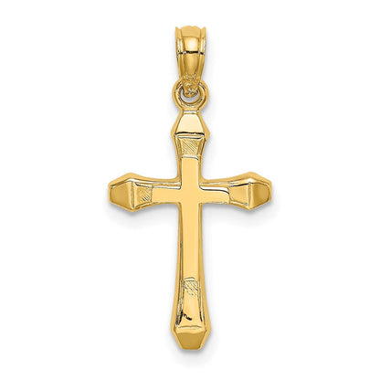10K Gelbgold 10K Poliert Abgeschrägt Tips Kreuz Charm