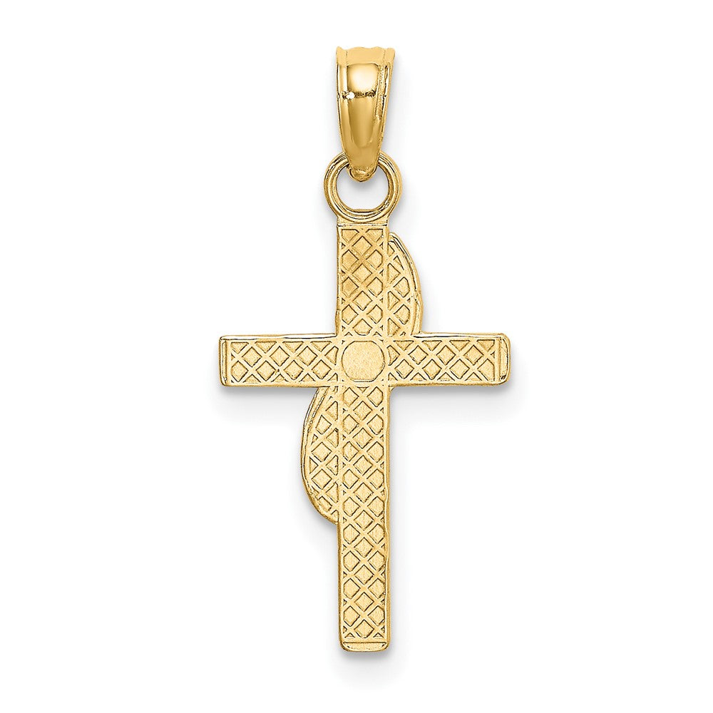 10K Gelbgold 10K Poliert mit Banner Kreuz Charm