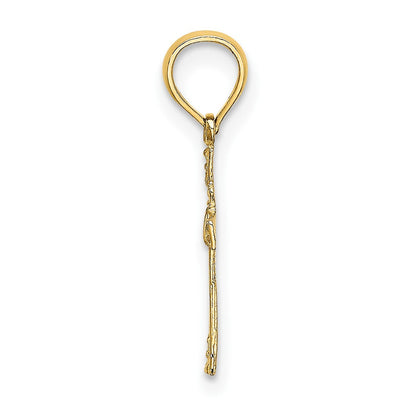 10K Gelbgold 10K Strukturiert Mini Kreuz mit Herz Charm