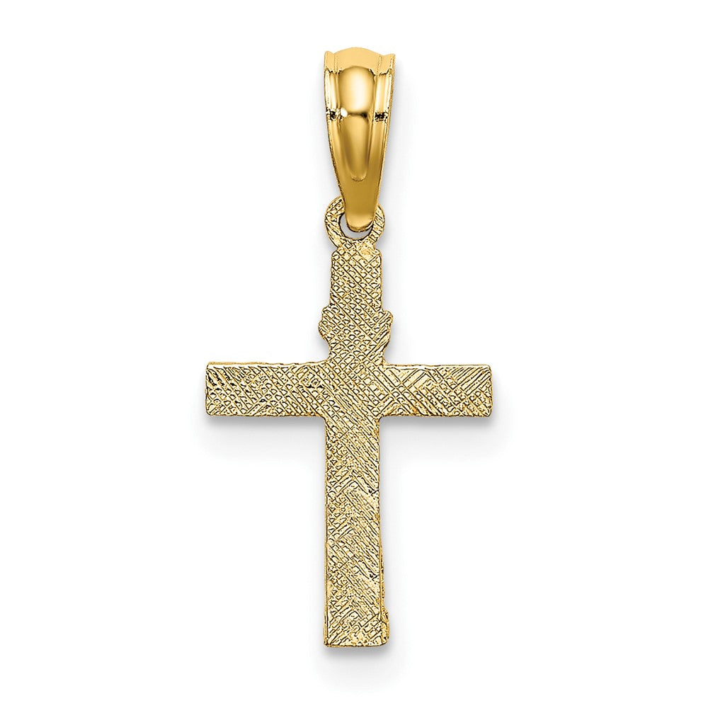 10K Gelbgold 10K Strukturiert Mini Kreuz mit Herz Charm