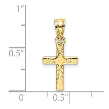 10K Gelbgold 10K Diamant Form Mittig Mini Kreuz Charm