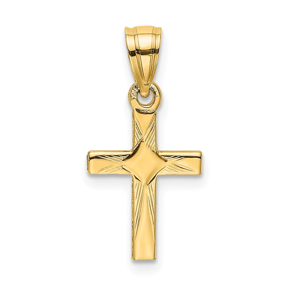 10K Gelbgold 10K Diamant Form Mittig Mini Kreuz Charm