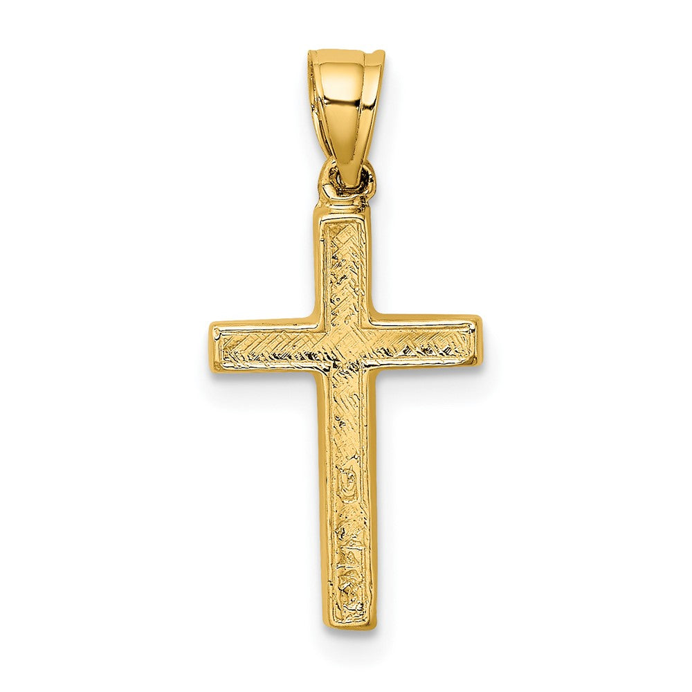 10K Gelbgold 10K Poliert und Graviert Kreuz mit Herz Mittig Charm
