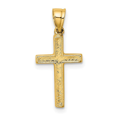 10K Gelbgold 10K Poliert und Graviert Kreuz mit Herz Mittig Charm