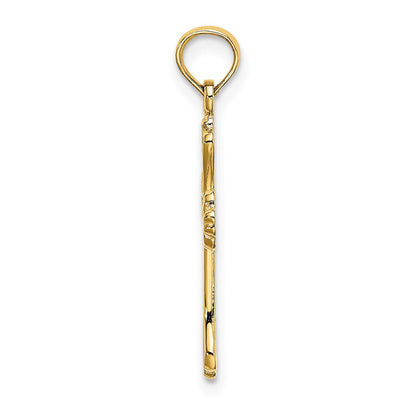 10K Gelbgold 10K Poliert Graviert Kreuz Charm