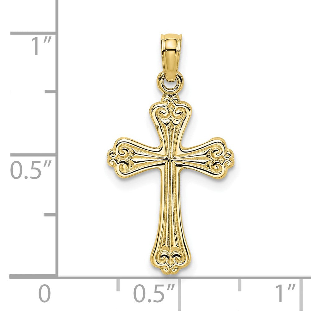 10K Gelbgold 10K Poliert Graviert Kreuz Charm