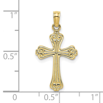 10K Gelbgold 10K Poliert Graviert Kreuz Charm