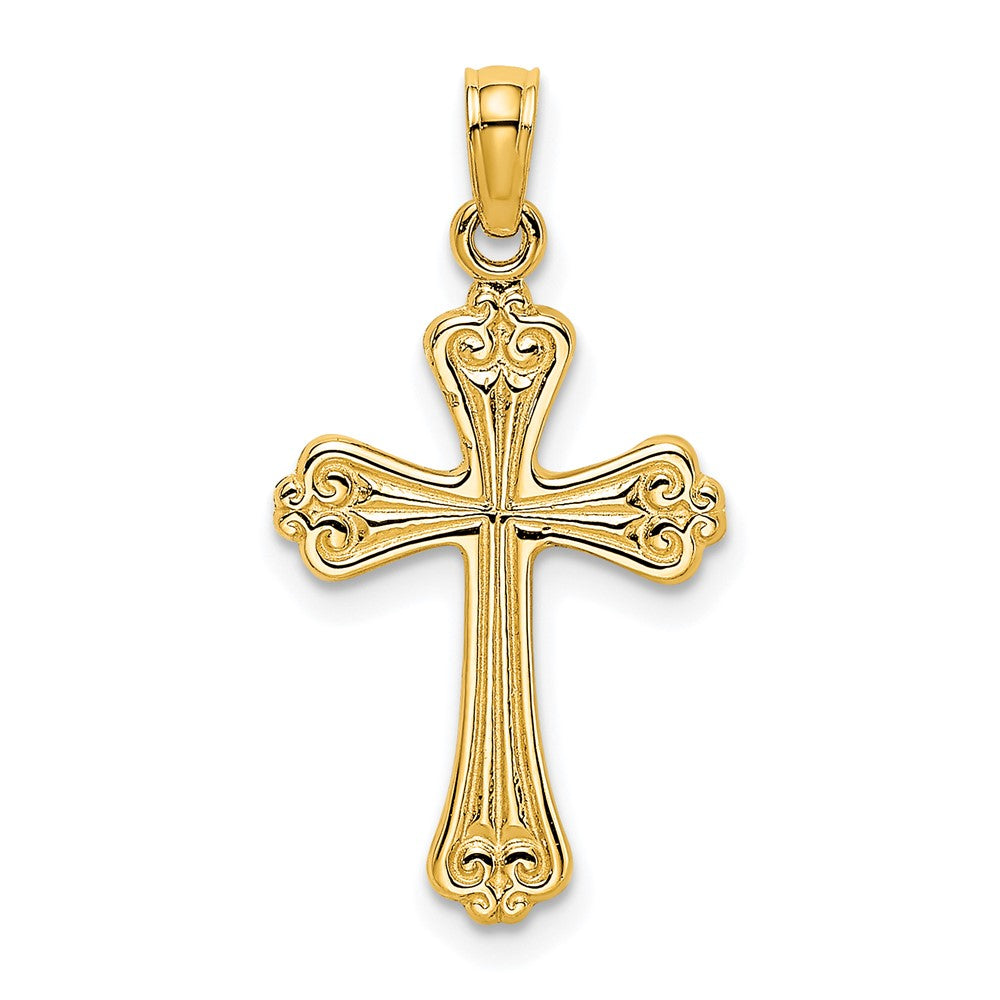 10K Gelbgold 10K Poliert Graviert Kreuz Charm