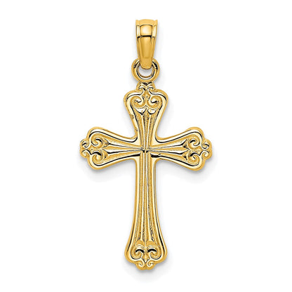 10K Gelbgold 10K Poliert Graviert Kreuz Charm