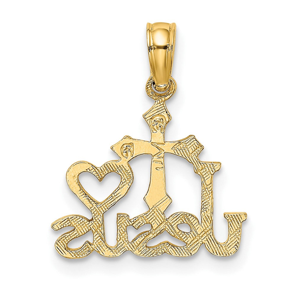 10K Gelbgold 10K Jesus mit Kreuz und Herz Charm