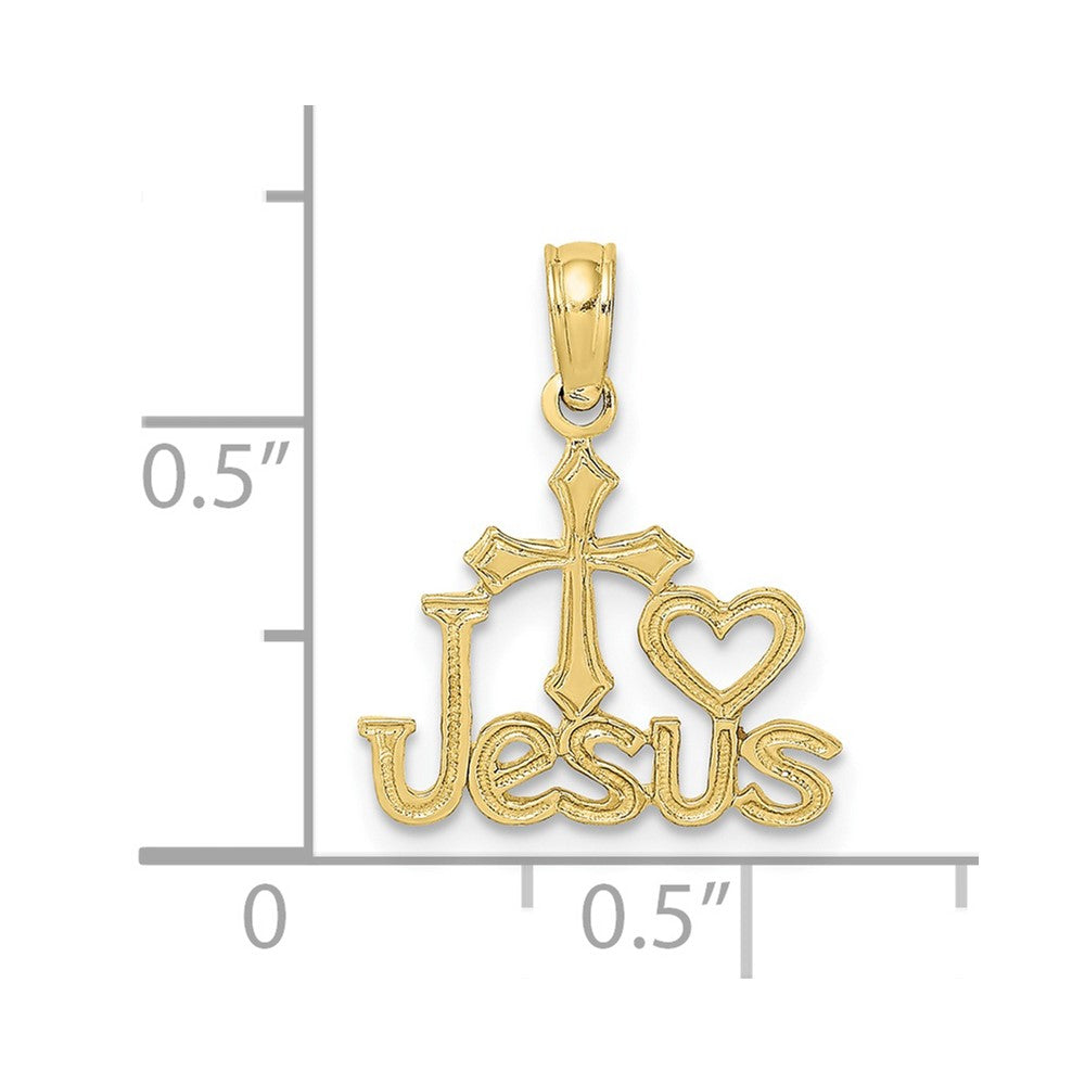 10K Gelbgold 10K Jesus mit Kreuz und Herz Charm