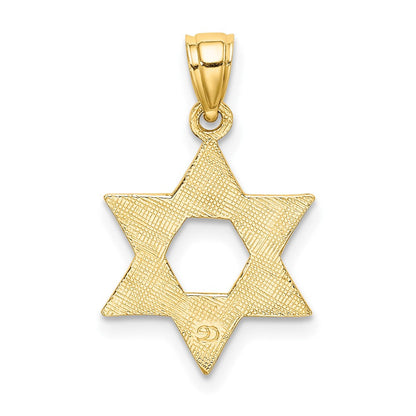 10K Gelbgold 10K Graviert Swirls Stern Of David Charm