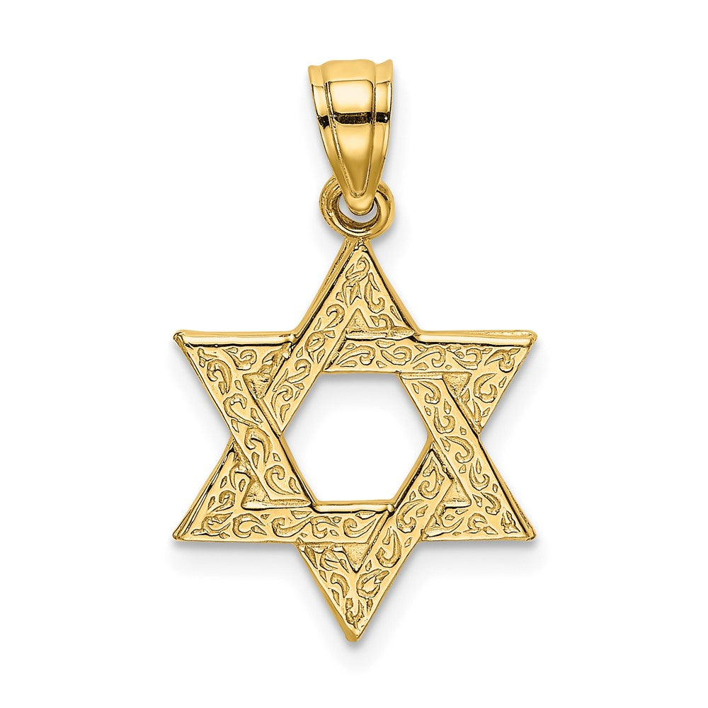 10K Gelbgold 10K Graviert Swirls Stern Of David Charm