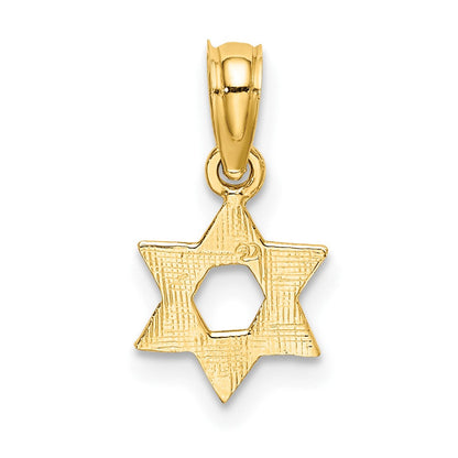 10K Gelbgold 10K Mini Stern Of David mit Graviert Wirbel Charm