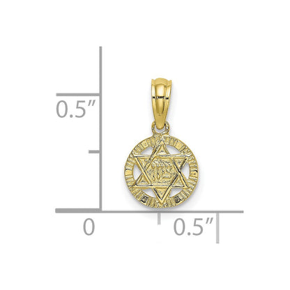 10K Gelbgold 10K Graviert Stern Of David Charm