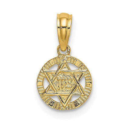10K Gelbgold 10K Graviert Stern Of David Charm