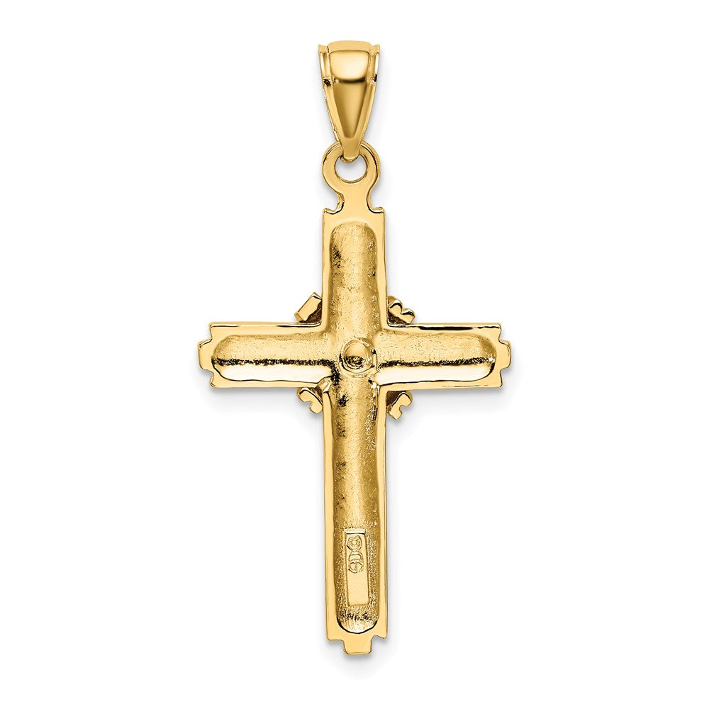 10K Gelbgold 10K Gekugelt Mittig Design Kreuz Charm