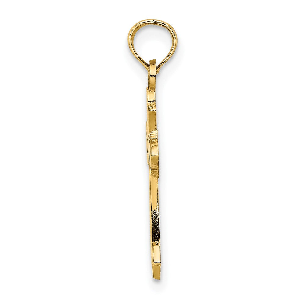 10K Gelbgold 10K Poliert Kreuz mit Herz Charm