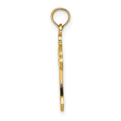 10K Gelbgold 10K Poliert Kreuz mit Herz Charm