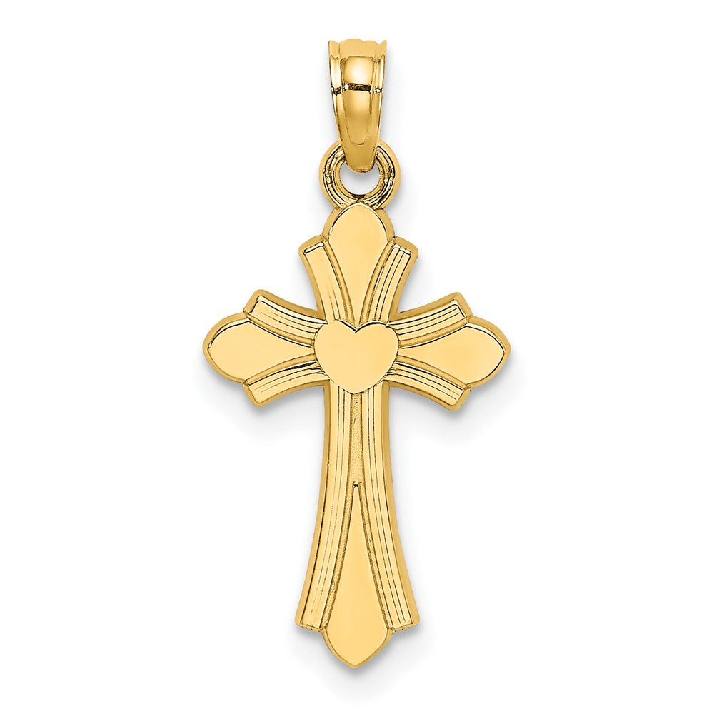10K Gelbgold 10K Poliert Kreuz mit Herz Charm