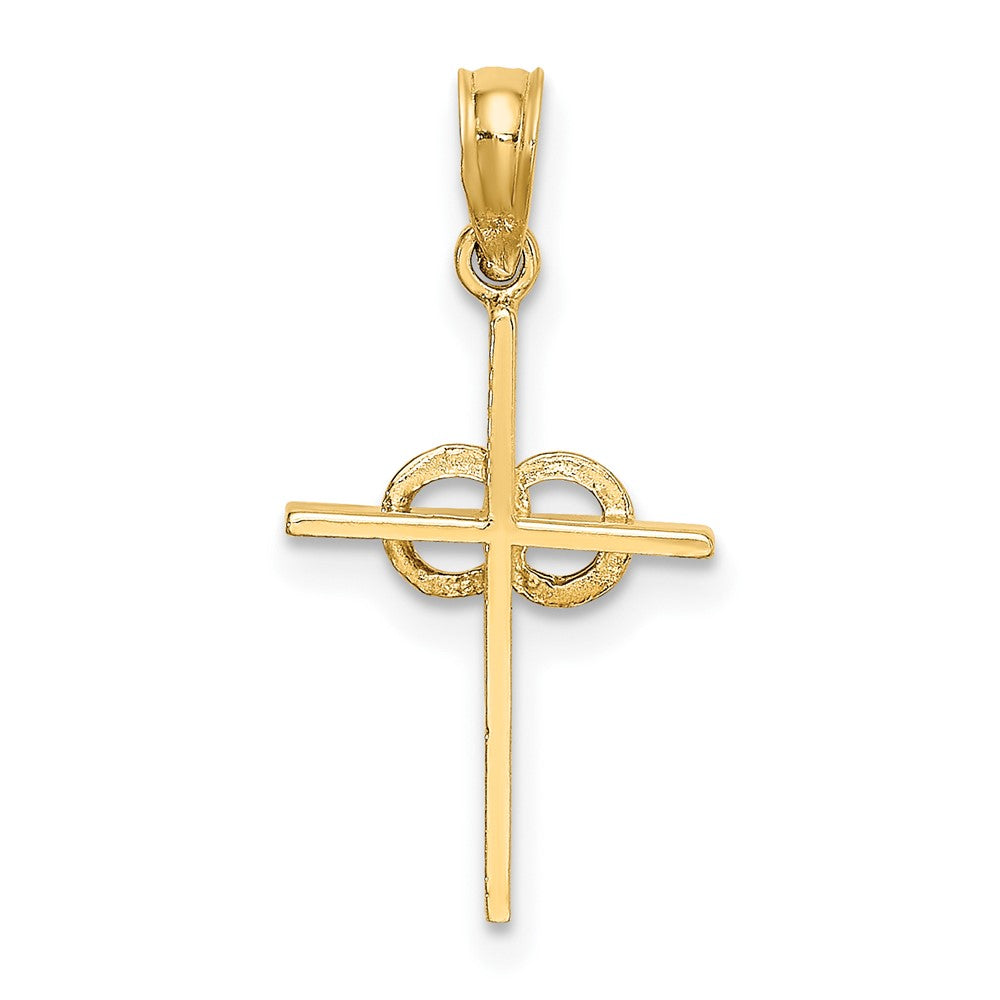 10K Gelbgold 10K Poliert Unendlichkeit Kreise Kreuz Charm