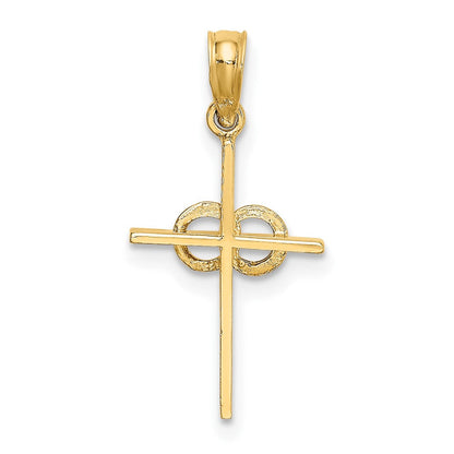10K Gelbgold 10K Poliert Unendlichkeit Kreise Kreuz Charm