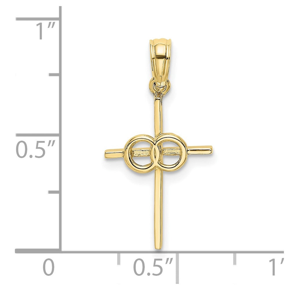 10K Gelbgold 10K Poliert Unendlichkeit Kreise Kreuz Charm