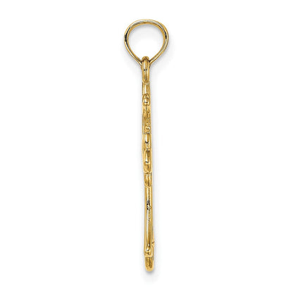 10K Gelbgold 10K Ausgeschnitten Taube Mittig Kreuz Charm
