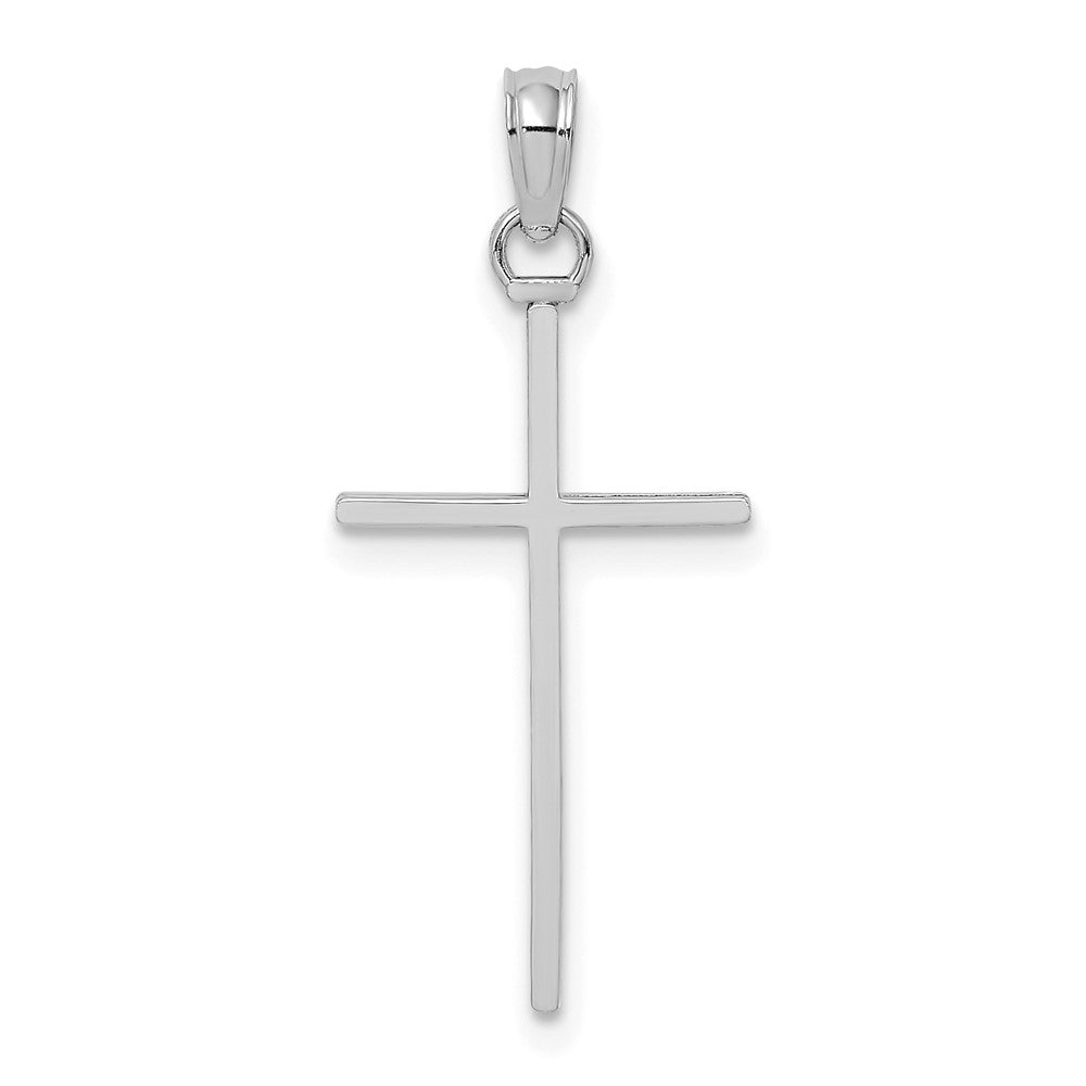 10K Weißgold 10K 3-d und Poliert Stick Kreuz Charm