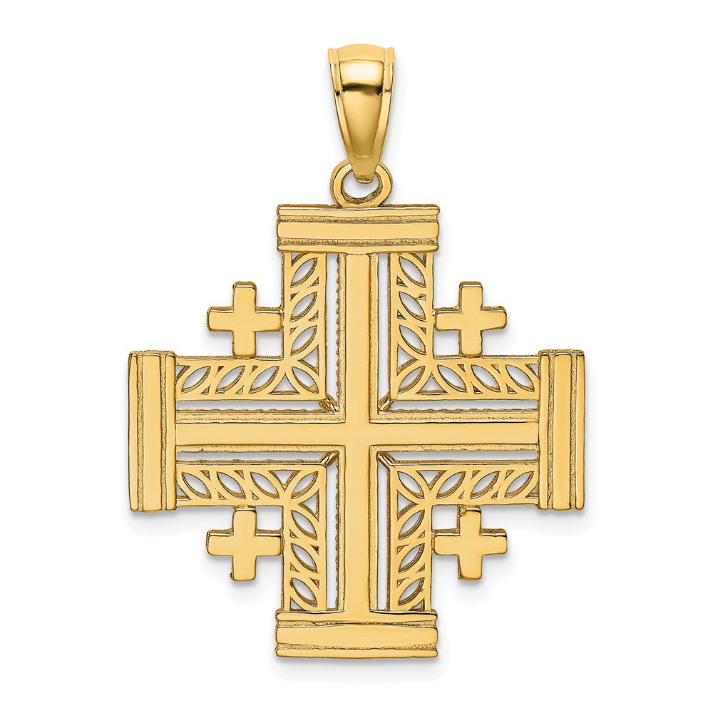 10K Gelbgold 10K Ausgeschnitten Jerusalem Kreuz Charm