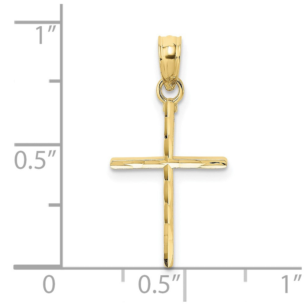 10K Gelbgold 10K Diamantiert Poliert Kreuz Charm