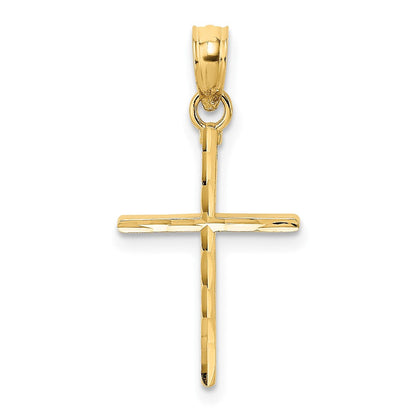 10K Gelbgold 10K Diamantiert Poliert Kreuz Charm