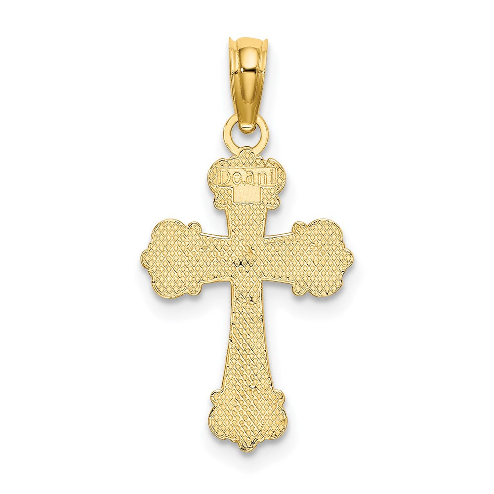 10K Gelbgold 10K Kreuz mit Ranke Tips und Knopf Mittig Charm