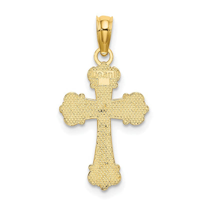 10K Gelbgold 10K Kreuz mit Ranke Tips und Knopf Mittig Charm