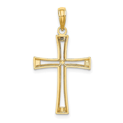 10K Gelbgold 10K Poliert und Ausgeschnitten Kreuz