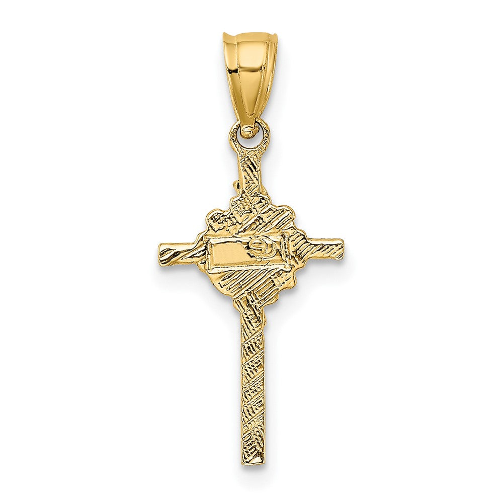 10K Gelbgold 10K 2-d Starburst Kruzifix Charm