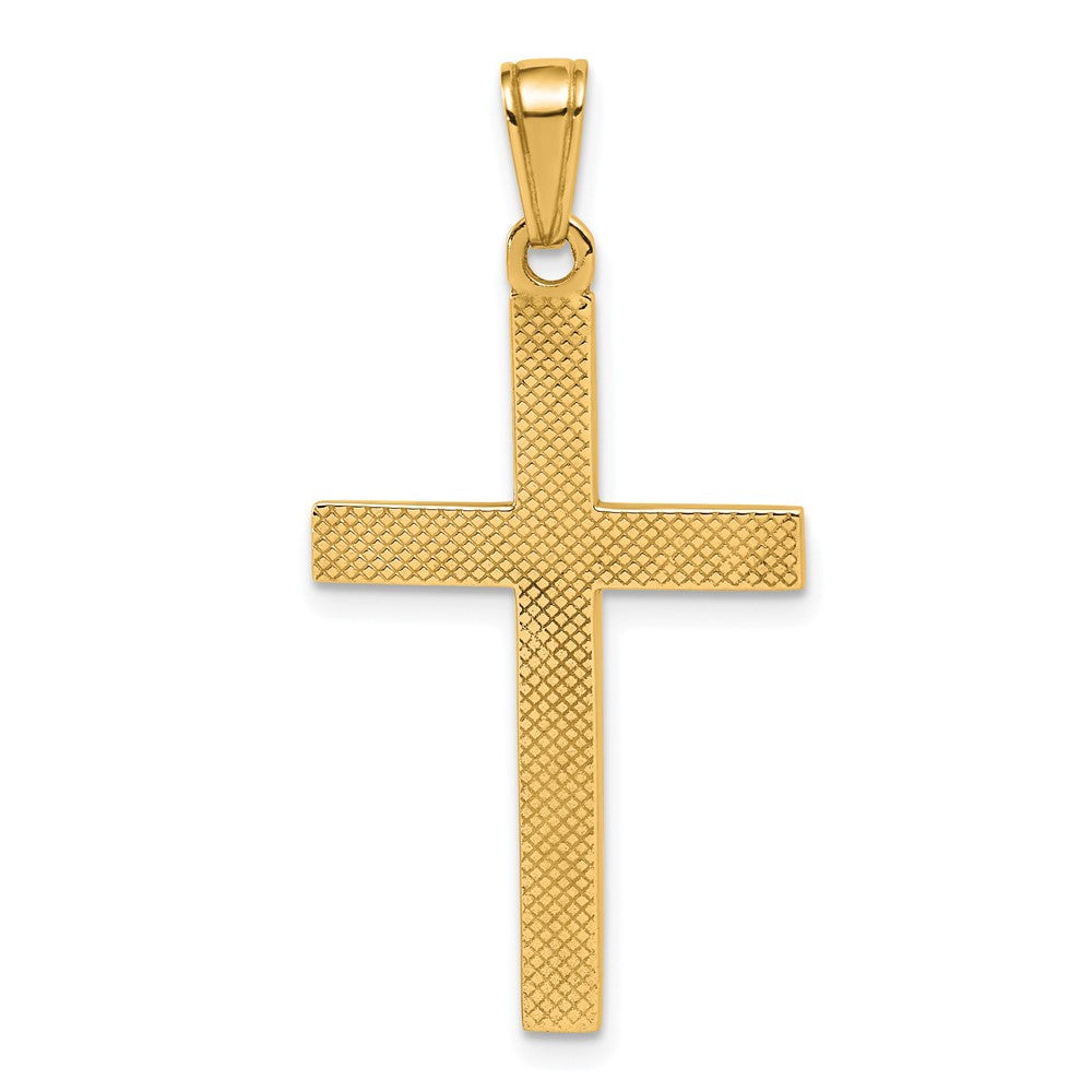 10K Gelbgold 10K Poliert Abgeschrägt Kreuz Charm
