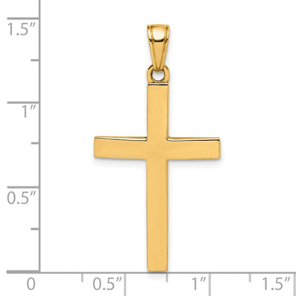 10K Gelbgold 10K Poliert Abgeschrägt Kreuz Charm