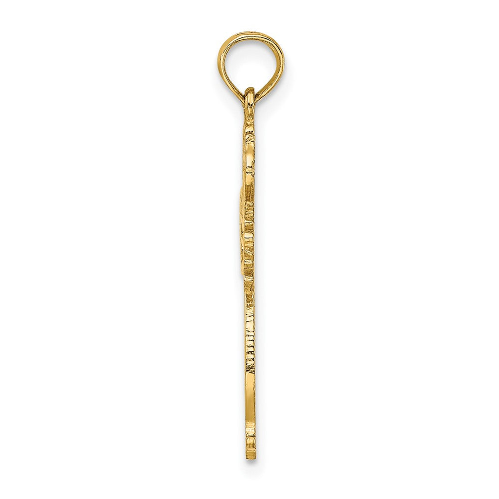 10K Gelbgold 10K Ausgeschnitten Ranke Framed Kreuz Charm