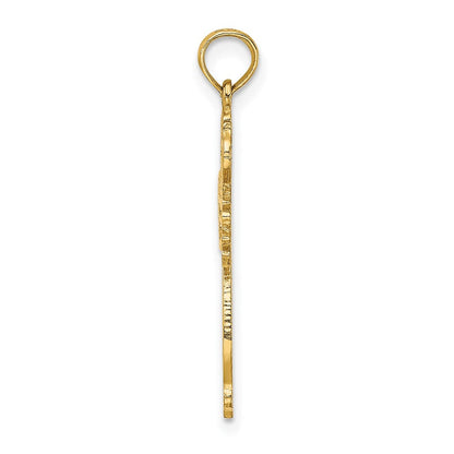 10K Gelbgold 10K Ausgeschnitten Ranke Framed Kreuz Charm